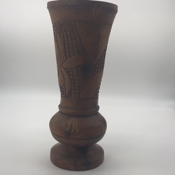 Vintage Carved Wooden Primitive Vase - Picture 2 of 11